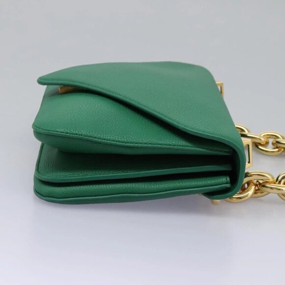 BOTTEGA VENETA Chain Hand Bag Leather 2way Gold Green Auth PP350AV - Picture 9 of 16